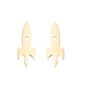 Polished golden rocket-shaped stainless steel earrings with hollow heart detail - Gold