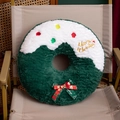 Green Christmas donut plush pillow with white frosting and Merry Christmas embroidery - Christmas