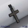Colgante de cruz de acero titanio negro pulido, tamaño 32x22mm y peso de 4g - Solo Colgante / Negro