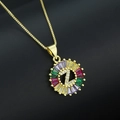 Gold plated alphabet Z necklace with colorful baguette zircon pavé on black background - Gold Plated Rainbow Zirconia Letter Z