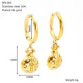 Gold ladybug earrings in 18K gold-plated stainless steel with sparkling crystals - Ladybug Shape Style (SE636G)