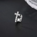 Silver hip hop single tooth grillz with cross design and micro-pave cubic zirconia - Cross Hollow / Silver