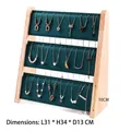 Three-tier wood and green velvet necklace display stand measuring 31x34x13cm - Inclined 3-Layer Pendant Rack Dark Green
