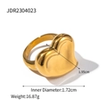 Anello a cuore esagerato in acciaio inossidabile placcato oro 18K con dimensioni dettagliate - Cuore Oro - Misura 6 (JDR2304023-6)