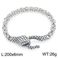 Punk style Byzantine chain bracelet with silver snake head clasp, 200mm length - Silver Snake Head Byzantine Chain (KB203290-Z)