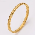 Gold stainless steel textured bracelet with luxury rectangular grooved bangle design - Horizontal Striped Texture (条纹)