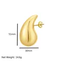 Matte gold drop earrings in 51x30mm size with dimensions and weight 14.6g info - Water Drop Stud / 30*50mm / Gold