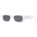 Retro irregular white rectangle frame sunglasses with thick legs and dark lenses - White Frame Gray