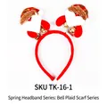 Christmas spring headband with Santa Claus dolls, plaid hats and golden bells decoration - TK-16-1 (Spring Headband: Bell Plaid Series - Santa)