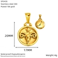 18K gold plated stainless steel 12 zodiac Aries round pendant charm 20mm x 17mm - Aries (SP343G-1)