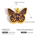 18K gold plated stainless steel butterfly pendant with deep purple enamel finish - Purple Butterfly Pendant PJ93214