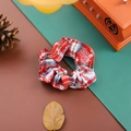 Christmas hair scrunchie with red plaid fabric pattern for women festive accessories - Wine Red Plaid