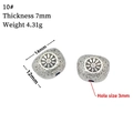 Silver retro spacer bead with flower pattern and hammered texture, 14x12mm size - 10# (Flower Oval B)