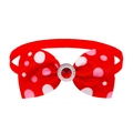 Red polka dot pet bowtie collar with rhinestone centerpiece for dogs and cats - Red Polka Dot with Rhinestone