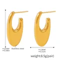 Polished gold PVD stainless steel U-shaped drop earrings with 25mm height dimension - Gold
