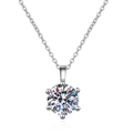 Elegant silver necklace featuring a classic six-prong set round cut solitaire pendant - Xl-30 (with Chain)