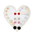 12-pair earring set featuring stars, moons, and hearts on a heart-shaped card - Style 25 (ER23Y0816) / 12 Pairs Set