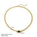Detail showing 18K gold stainless steel chain necklace with emerald green zircon pendant - Green Zirconia Snake Chain Necklace (TN3280-GN)