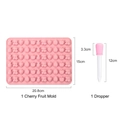 Pink silicone fruit mold set with dropper for gummy jelly including pineapple and cherry - Fruit Cherry Mold + Dropper