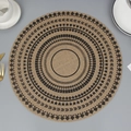 Set de table rond en jute tressé avec motifs géométriques noirs en couleur naturelle - Sans Franges Motif Noir 5