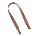 Brown litchi grain PU leather bag strap with white contrast stitching and gold buckle - Brown
