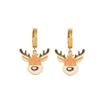 Boucles d'oreilles créoles de renne de Noël en acier doré avec pendentifs émail mignons. - 12# Boucles d'Oreilles