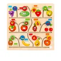 Wooden fruit sliding maze puzzle for children cognitive and logic thinking training - Vegetable & Fruit Maze (Large)