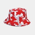 Detailed stitching and red camouflage pattern on a durable cotton outdoor bucket hat - Red Grey White Camouflage (Color 6)