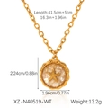 Gold stainless steel starfish necklace with shell inlay and detailed dimensions - White Starfish Necklace