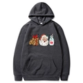 Dark gray Christmas hoodie featuring festive milk and Santa graphics on a white background - S / Dark Gray