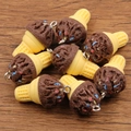 Brown resin ice cream cone charms with colorful sprinkles for DIY jewelry making - Coffee