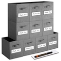 Graue faltbare Stoff-Aufbewahrungsboxen mit verstärkten Griffen und Sichtfenster 9er-Set - Offenes Etikettenfach / Groß (28*28*28cm) / Grau