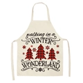 Beige linen style Christmas tree apron with red and black buffalo plaid pattern print - Winter Wonderland (WQ02-23)