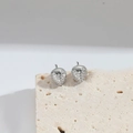 Silver strawberry stud earrings with sparkling cubic zirconia on a stone base - Acorn (Silver)