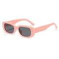 Retro rectangle kids sunglasses with light pink jelly frame and dark gray lenses - Pink Frame Dark Grey Lens