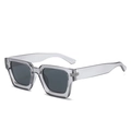 Chic square oversized sunglasses with transparent grey frame and dark grey lenses - Regular / Grey Frame Grey Lens