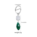 Detail view of steel earring with green teardrop pendant and precise size measurements - Green (NR24111601-1)