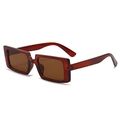 Chic square tortoise pattern sunglasses with brown lenses on a white background - Dark Tea Frame Tea Lens