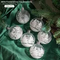 Set di 6 palline di Natale trasparenti da 6cm con motivi di alberi innevati - Scena di neve floccata trasparente