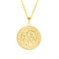 Collana in acciaio inossidabile placcato oro 18k con ciondolo tondo nodo celtico - Collana 40+5cm / Oro