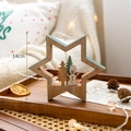 Star-shaped wooden Christmas ornament with snowman scene, 14cm tabletop decoration - Small Star