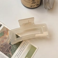 Translucent cream beige rectangular hair claw clip with matte finish for thick hair - 8.5cm / Beige