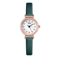 GEDI mini ladies watch with rose gold case, dark green leather strap and pearl dial - Malachite green