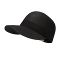 Women's black woven straw equestrian sun hat featuring a wide decorative satin bow - One Size / Black
