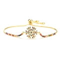 Adjustable gold snowflake bracelet with multi-color zircon stones on a white background - Snowflake Gold