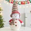 Bonhomme de neige de Noël 70cm avec bonnet en tricot rayé pour décoration de table festive - Bonhomme de Neige No.2 Avec Cache-oreilles Marron / 70cm