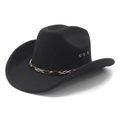 Classic black felt western cowboy hat with metal eyelets and decorative studded band - M (56-58cm) / Black