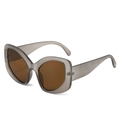 Oversized irregular butterfly sunglasses with taupe translucent frame and brown lenses - Regular / Grey Frame Tea Lens