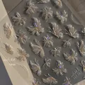 3D iridescent butterfly nail stickers with pearlescent floral embossed relief style MS 543 - MS543 Jelly Iridescent Butterfly