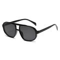 Classic black pilot sunglasses with thick frames and double-bridge dark grey lenses - Dark Grey